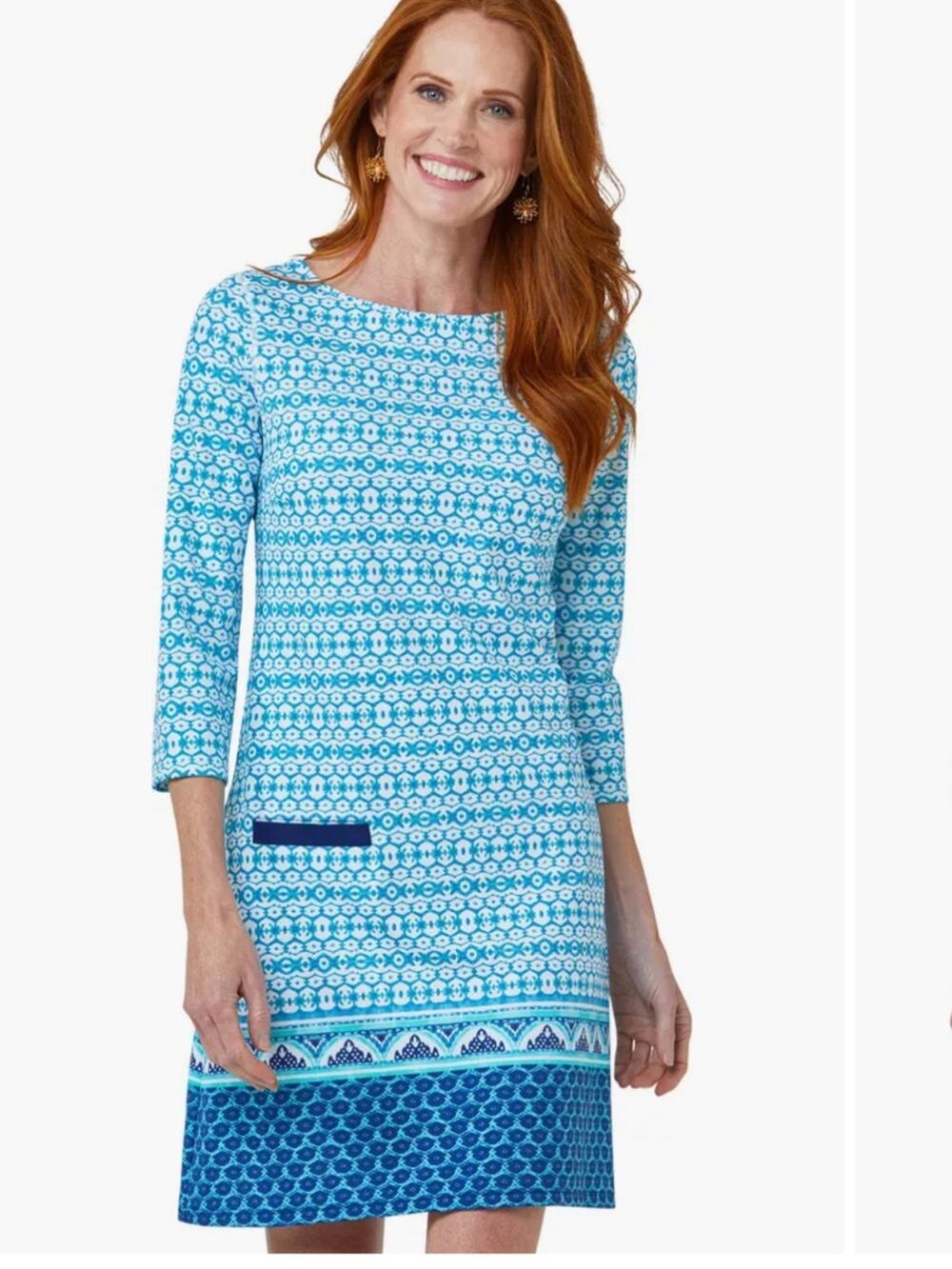 Cabana Life Palm Valley Cabana Shift Dress Small Teal